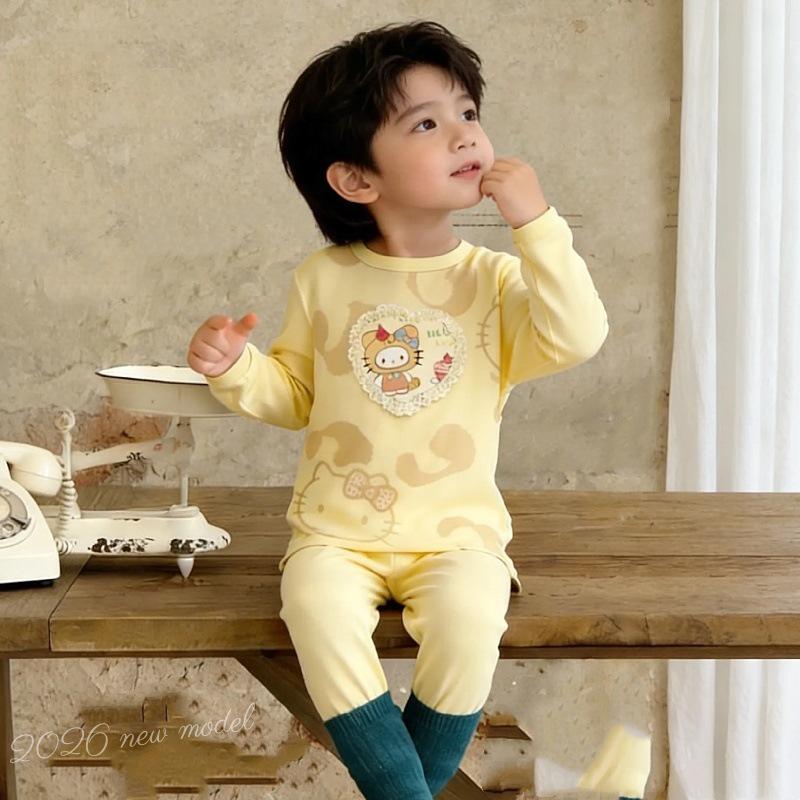 Cartoon Long-Sleeve Home Wear Set: Spring & Autumn Long Pants for Men, Women, & Children