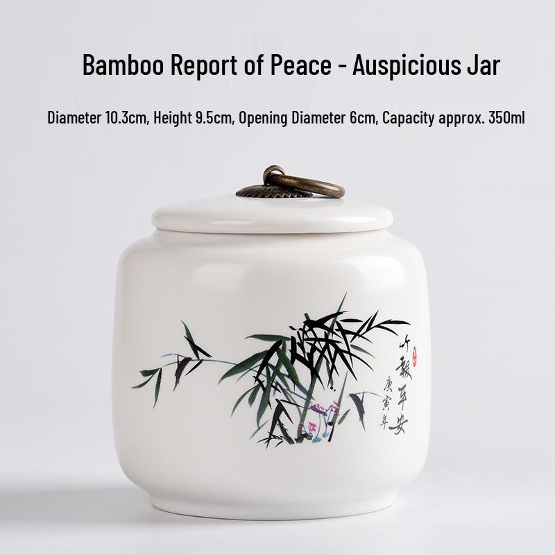 

Small Ceramic Tea Caddy: Moisture-Proof, Sealed White Porcelain Jar 350ML