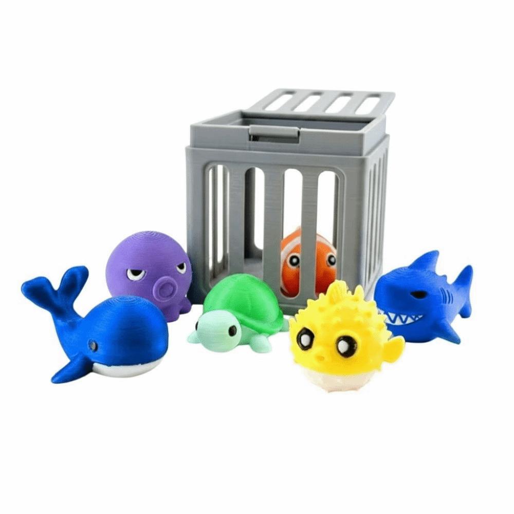 Cute Cartoon Design Underwater Dive Toys with Storage Cage Pool Diving Game Set Summer Water Play