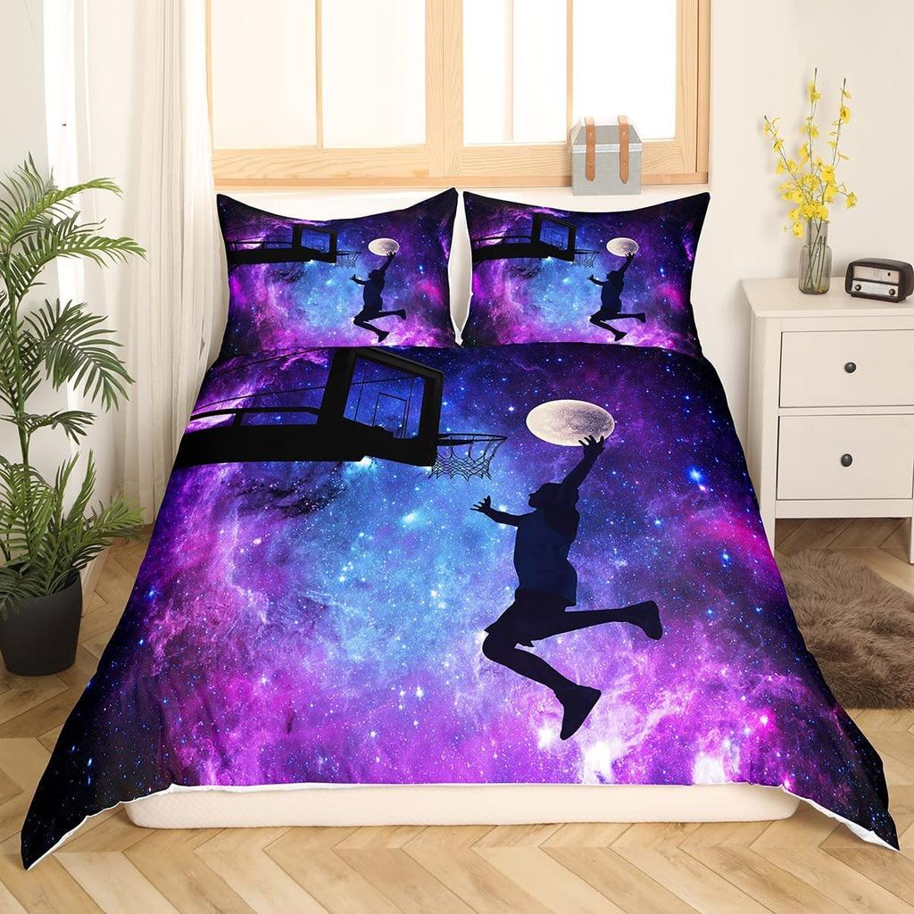 Comforter Starry Sky Love Heart Shape Pattern Polyester King Queen Full Size For Kids Boys Girls Bedding Set