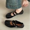 Retro French versatile women's Mary Jane shoes autumn and winter design sense one-word buckle belt shallow mouth single shoes small leather shoes