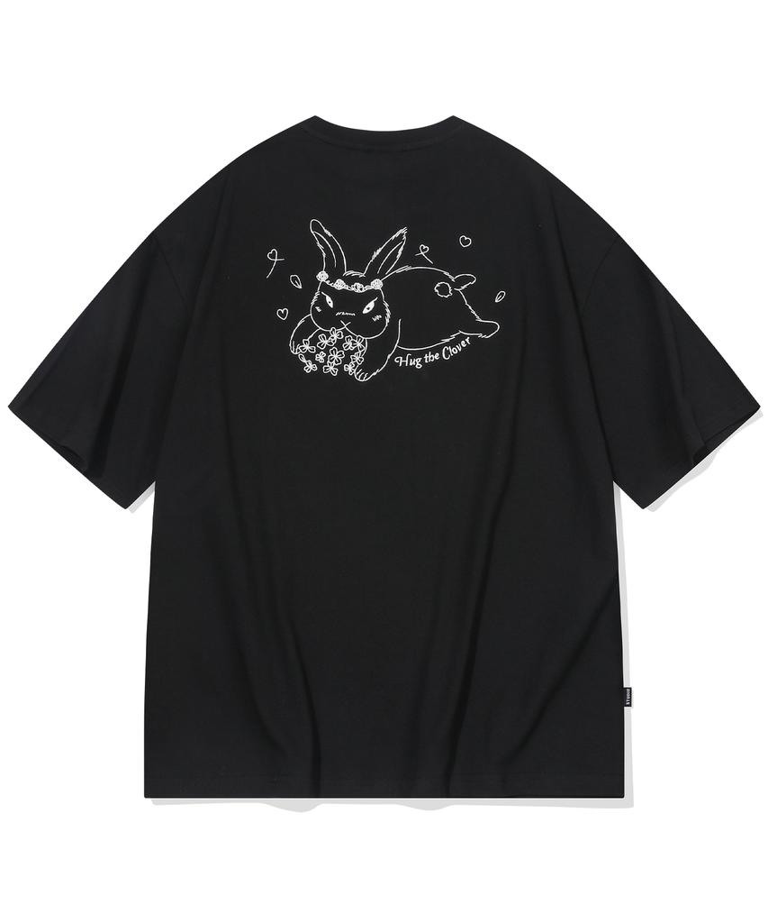 CPGN STUDIO Clover Bunny Embroidered Short Sleeve T-Shirt Black