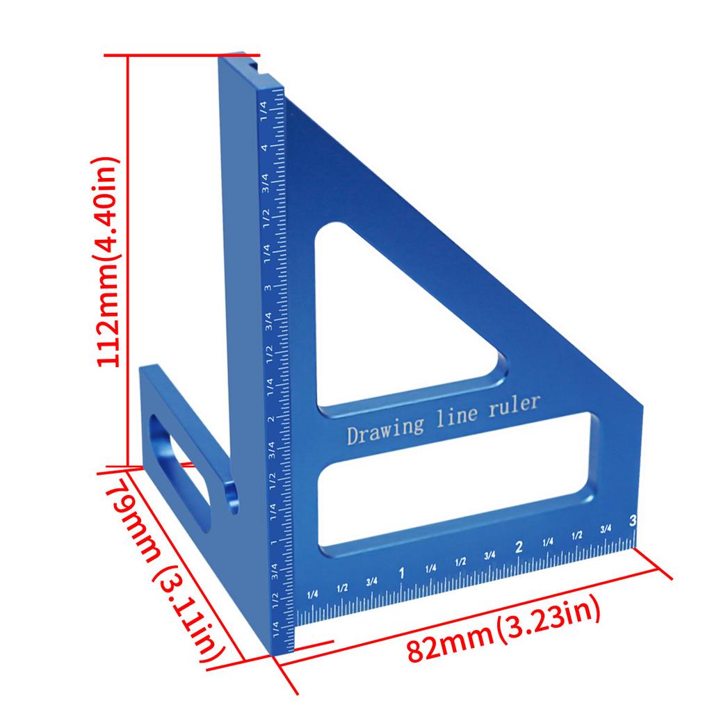 Inch 45 and 90 Degree Aluminum Miter Triangle Ruler - Precision 3D Multi Angle Layout Measuring Tool for Engineer Carpenter