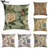 Amerikanische Landhaus Blumen Vogel Serie Leinen Umarmungskissenbezug Zuhause Sofa Schmuck Kissenbezug 45*45cm