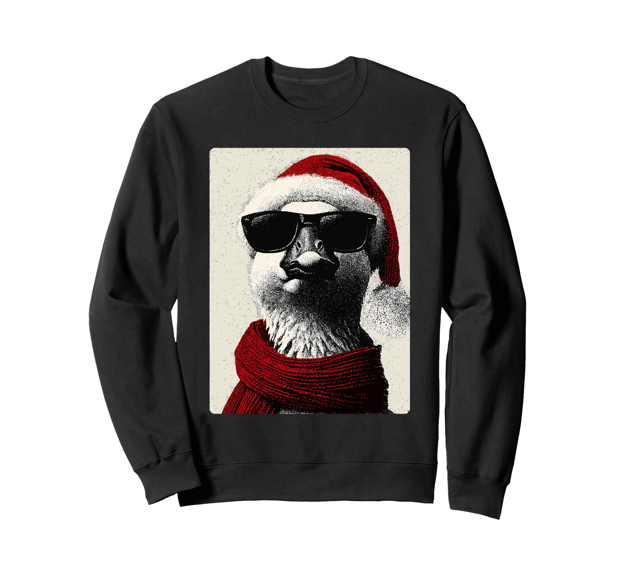 

Christmas Goose with Sunglasses and Santa Hat Funny Animal Sweatshirt