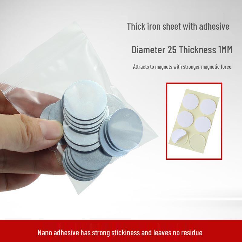 100 Round Galvanized Rust-Proof Magnetic Sheet Patches (0.3-1mm Thick)