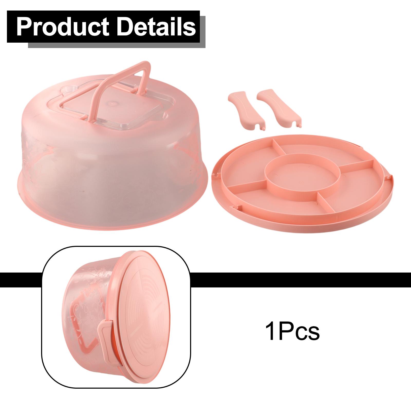 Круглая коробка для хранения торта с прозрачной крышкой для сохранения свежести и удобной переноски Pink