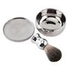 Alloy Shaving Soap Mug Bowl With Lid   Silver Handle Faux Badger Hair Brush Men Shave Tool Kit