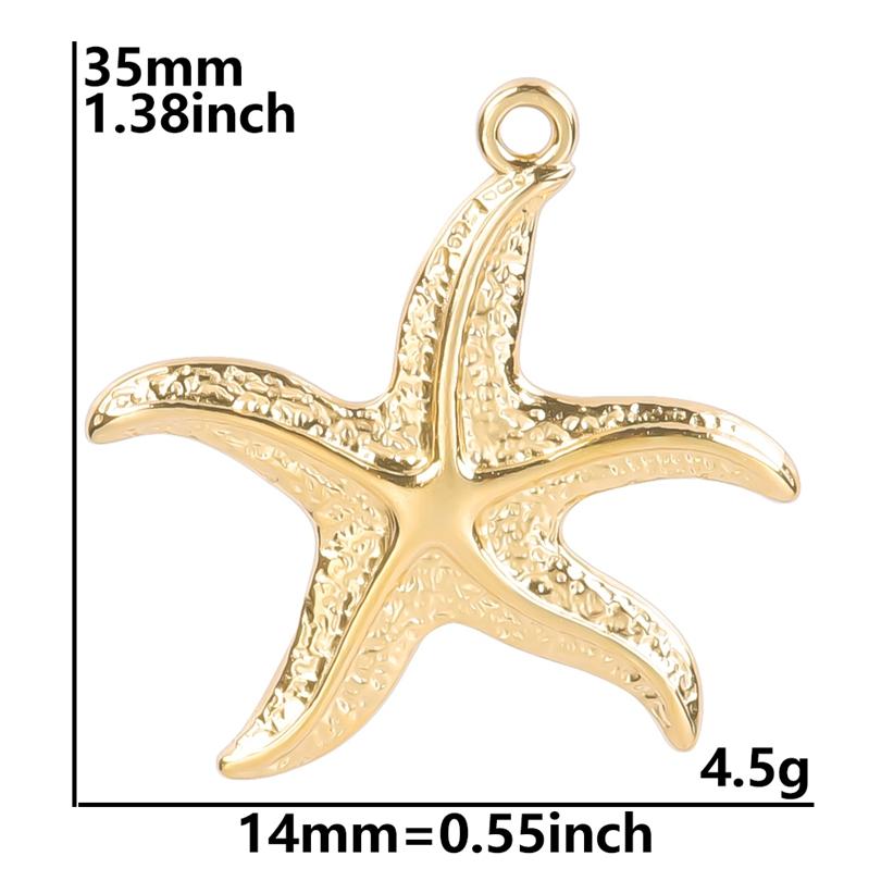6pcs Real Gold Plated Ocean Animal Turtle Shell Conch Starfish Diy Charms For Jewelry Making Bulk Stainless Steel Charm Pendant
