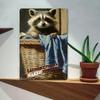 Metal Poster Raccoon Laundry Humor Vintage Wall Art for Laundry Room