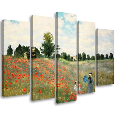Five Piece Picture Canvas Print Field of Poppies Claude Monet