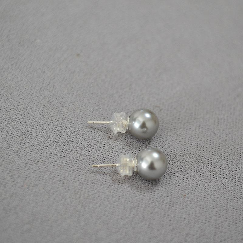 Korean Luxury Silver-Gray Pearl 925 Silver Earrings