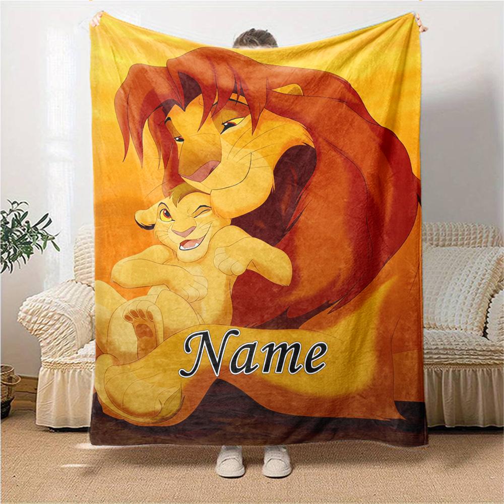 Custom Name Lion Adventure Party Blanket For Couch Bed Plush Cozy Fuzzy Blanket Super Soft Warm Blankets For Fall And Winter 0916268