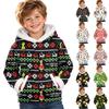 Kids Long Sleeve Christmas Print Hooded Sweatshirt Casual Pullover Top for Holiday