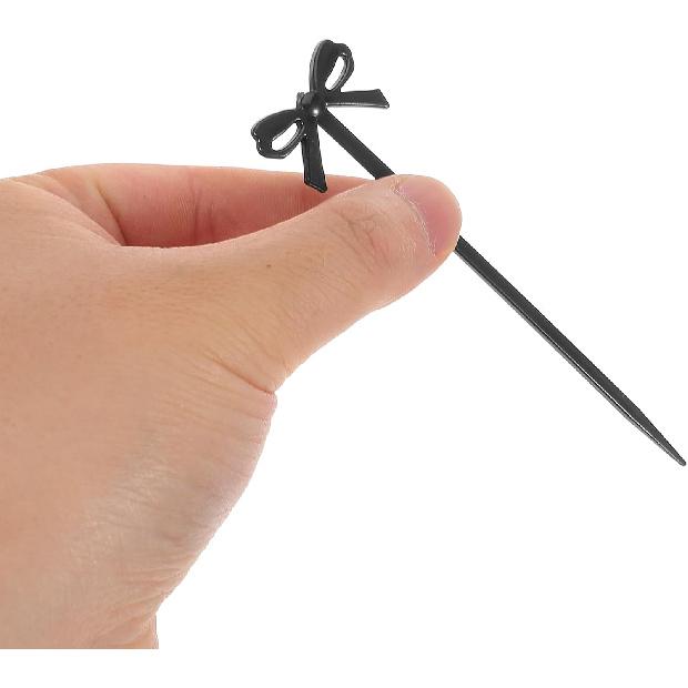 30pcs Fruit Fork Martini Skewers Black Bows Fiesta Cupcake Toppers Boy or Girl Halloween Toothpicks for Cocktails Bow Cupcake Topper Plastic Fruit