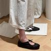 Sheepskin version~ niche fashion casual shoes round head satin embroidery light mouth flat sole shoes ballet sneakers women