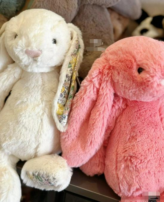 Floral Bunny Doll In White, Deep Pink, Light Pink, Brown, Grey, and Purple by Jellycat