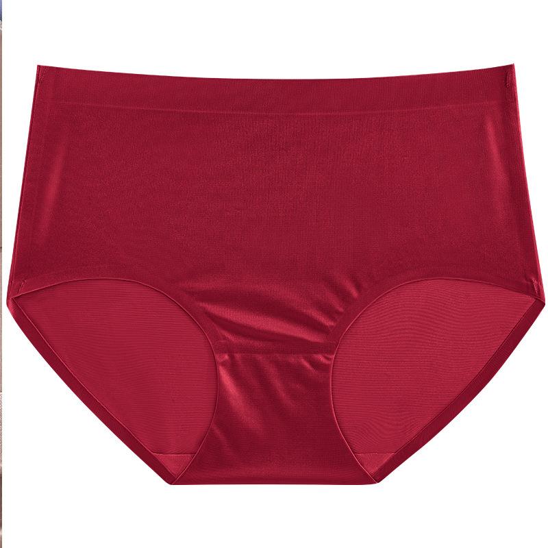 Plus Size Ladies Summer Thin Shiny Bread Hip No Trace Ice Silk Breathable High Waisted Briefs