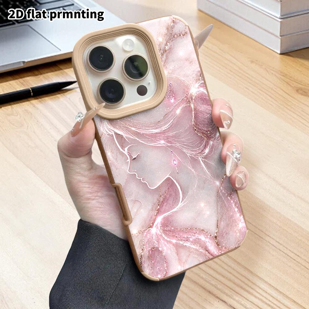 Phone Case: 2D flat lambskin suitable for iPhone 18, 17, 16, 15, 14, 13Pro protective case, elegant princess, Christmas and Halloween gifts