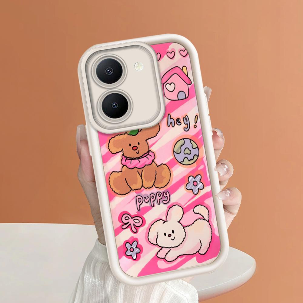 Custodia Protettiva Antiurto a Copertura Totale con Motivo Cartoni Animati a Scalette Quadrate in Morbido Silicone per iPhone Infinix Tecno Vivo