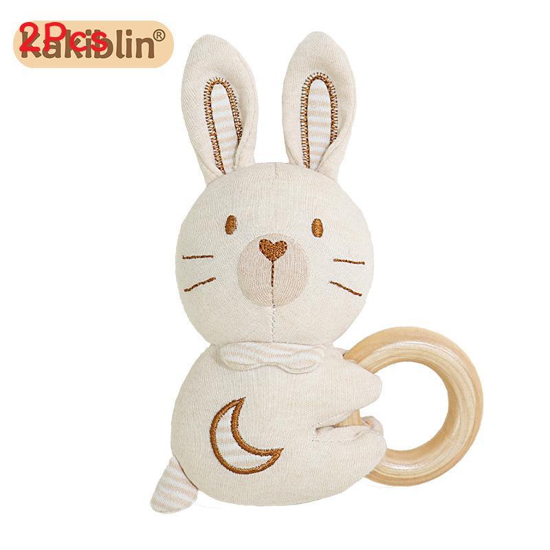 Baby Organic Cotton Rattle Set With Grasping And Soothing Features For Newborns