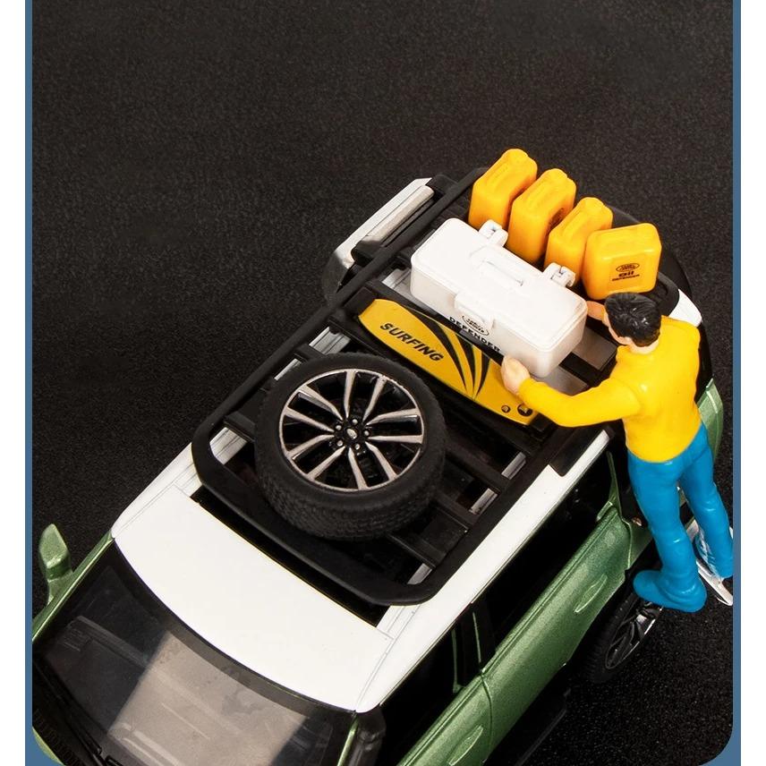 1/32 Land Rover Defender with Tools Alloy Diecasts & Toy Vehicles Toy Car Model Sound and Light Collection Kids Toy Gift