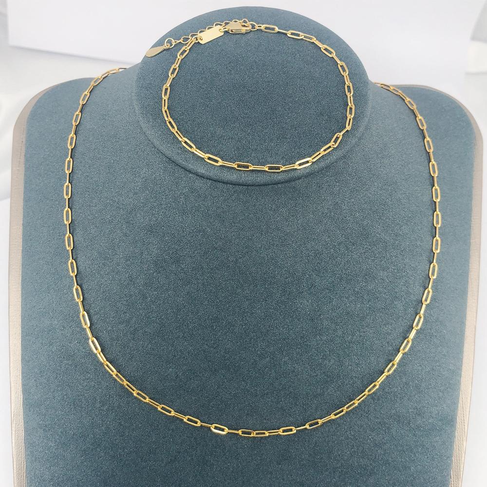 Best Selling Jewelry 925 Sterling Silver Gold Plated Paperclip Link Paper Clip Necklace Chain for 2021 Women