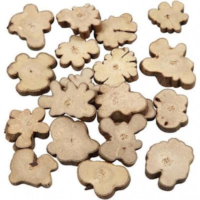 Wooden Discs - Creotime - Oval - 15-40 Mm - 5 Pieces - Ivory