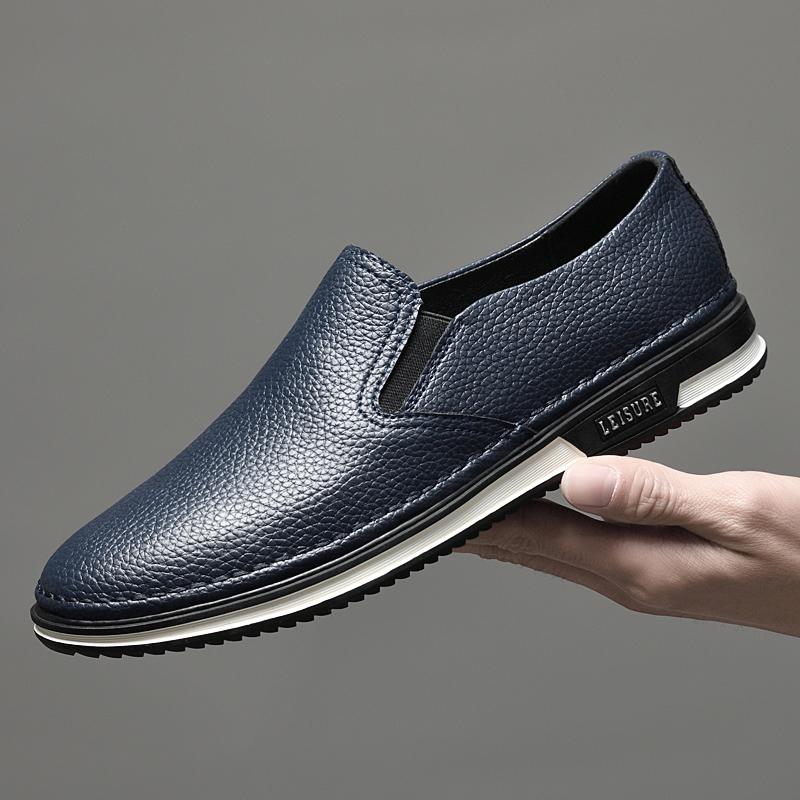 Fashion Luxury Brand Male Casual Shoes British Style Genuine Leather Loafers Comfy Slip On Boat Shoes High Quality Men's Business Shoes