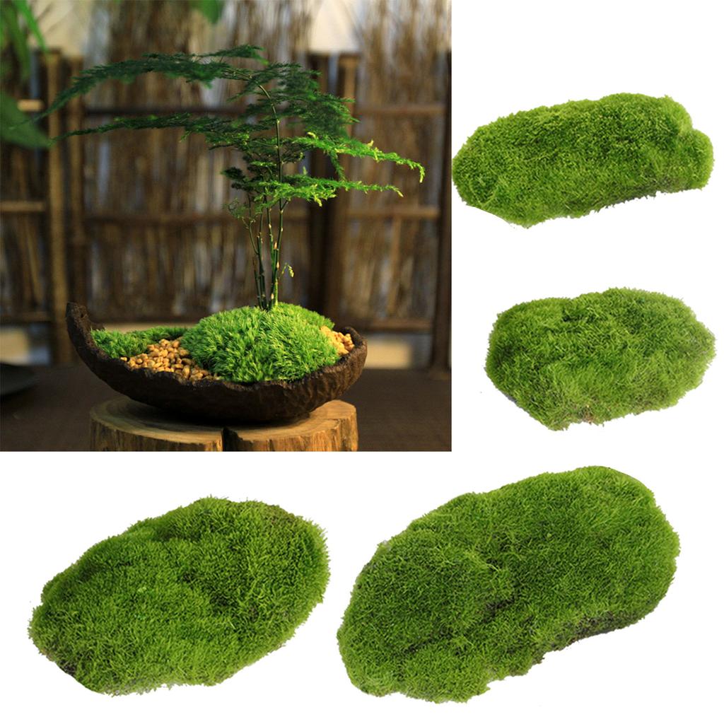 4Pieces Faux Moss Decors for Crafts Artificial Moss Mats Decorative Ornaments for Home and Garden Potted Plant Decors