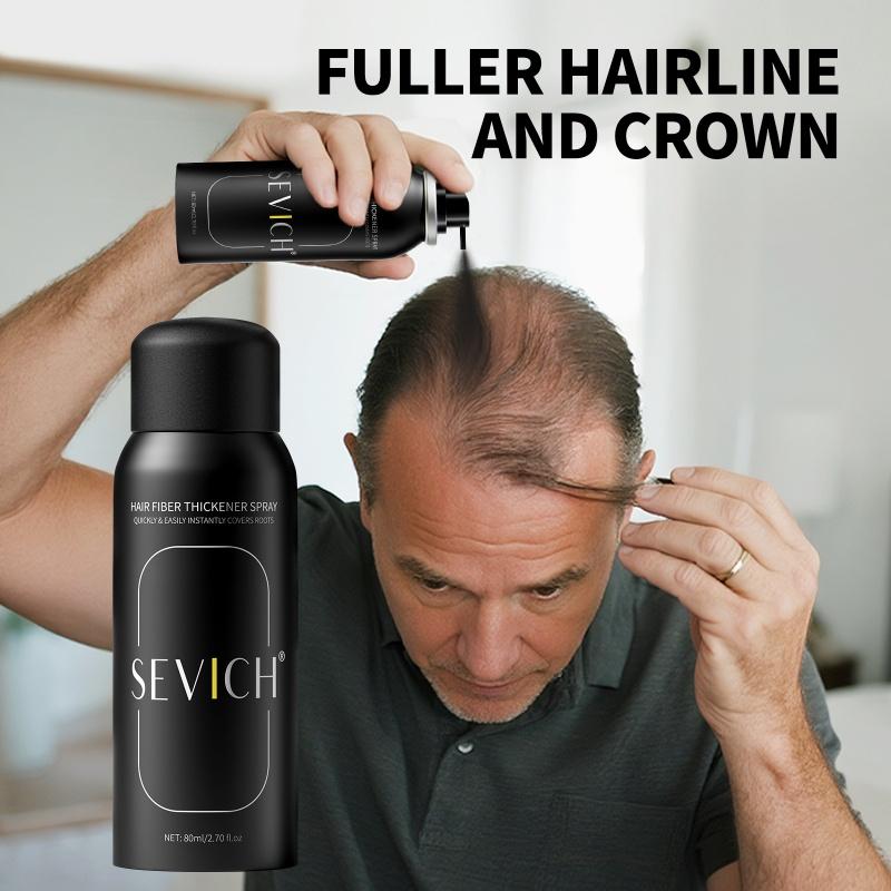 SEVICH Spray de Fibres Capillaires 80ml Poudre de Repousse Capillaire Naturel Épaississant Instantanément Retouche Racines Spray de Fibres Capillaires Produits pour la Perte de Cheveux