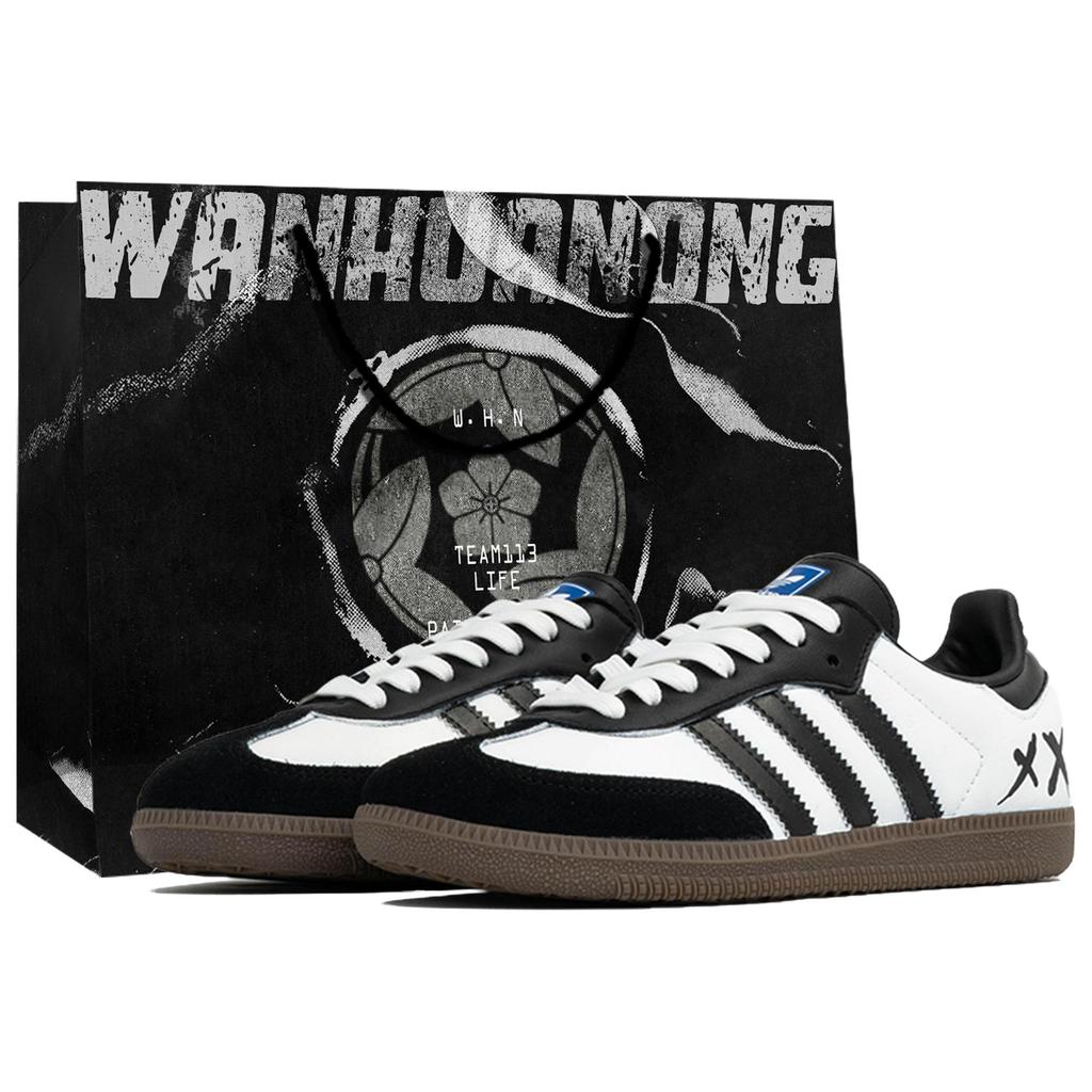 adidas Eredeti SAMBA OG Wan Hua Nong, Fordított Fekete, Bevásárlótáska Kopásálló Alacsony szárú Német Hadsereg Tornacipők B75807(Team1023-S-BOX)