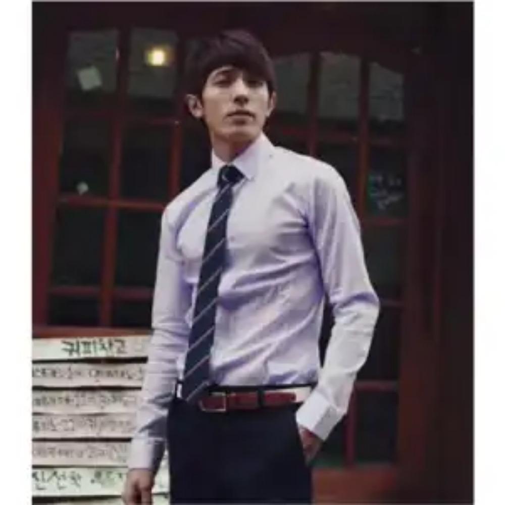 New Spring and Autumn Fashion Leisure Business Simple Polo Collar Long Sleeve Solid Color Slim Fit Men's Inch Shirt