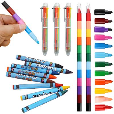 Papelaria Graffiti Caneta Esferográfica Colorida Lápis de Cor Lápis Empilháveis Acessórios para Aula de Arte Escolar Recompensas para Jogos de Festa ZYF
