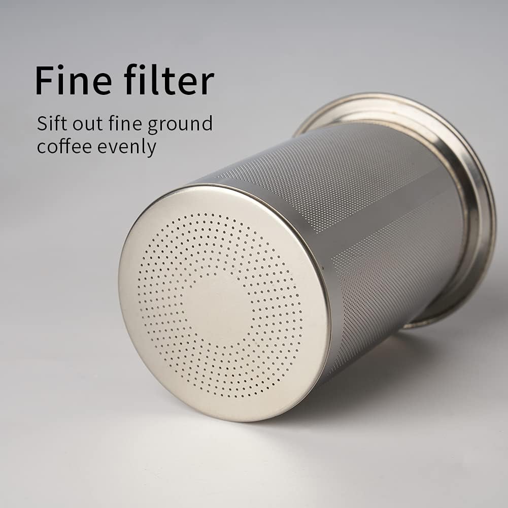 Peneira de café watchget 500um, coador de chá, filtro de pó de café, aço inoxidável, malha de precisão com tampa, acessórios de café, filtro sem açúcar, escorregão