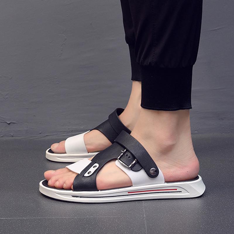 fashion Summer Slippers Men Sandals Platform Soft Comfort Flat Sole Non-slip Flip-flops Fashion Male Casual Beach Two Wear Sports Shoes