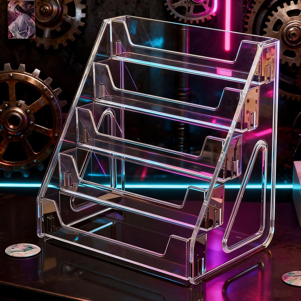 5-Tier Clear Acrylic Anime Brooch Pin Display Rack Desktop Step Shelf Collectible Storage for Figurines Badges