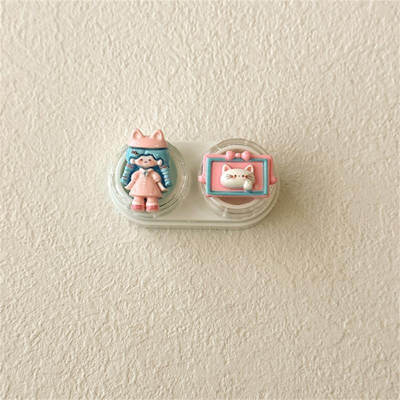 Contact Lenses Case and Removal Tool Compact Size Rubber Eye Lenses Inserter Easy Carry Applies Contacts Safely