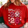Happy New Year 2026 Crochet Yarn Design Digital Download Autumn and Winter Thermal Hoodie Long Sleeve Sweatshirt Adult Pullover