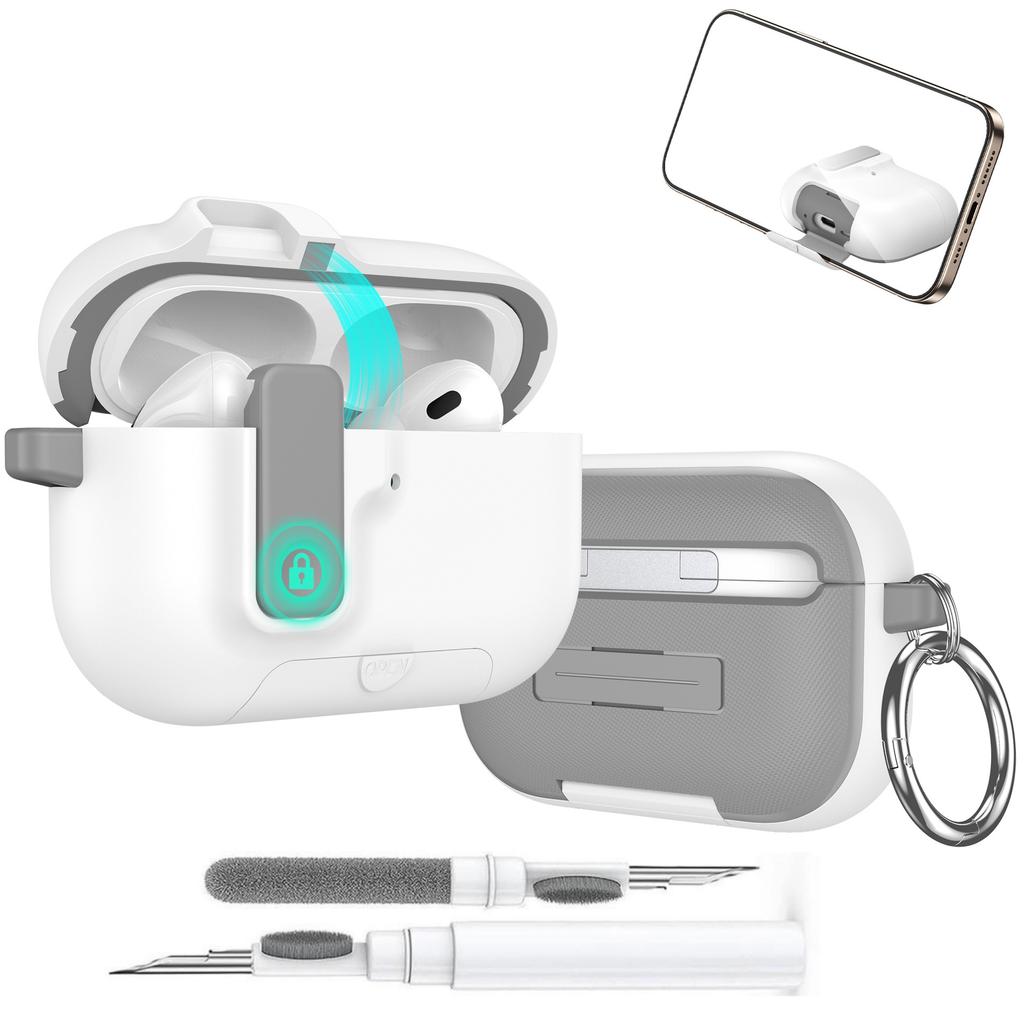 New For AirPods Pro 3 Case Lock 2025 Shockproof Apple AirPods Pro 3rd Generation Case Protective Case with Cleaning Kit&Keychain