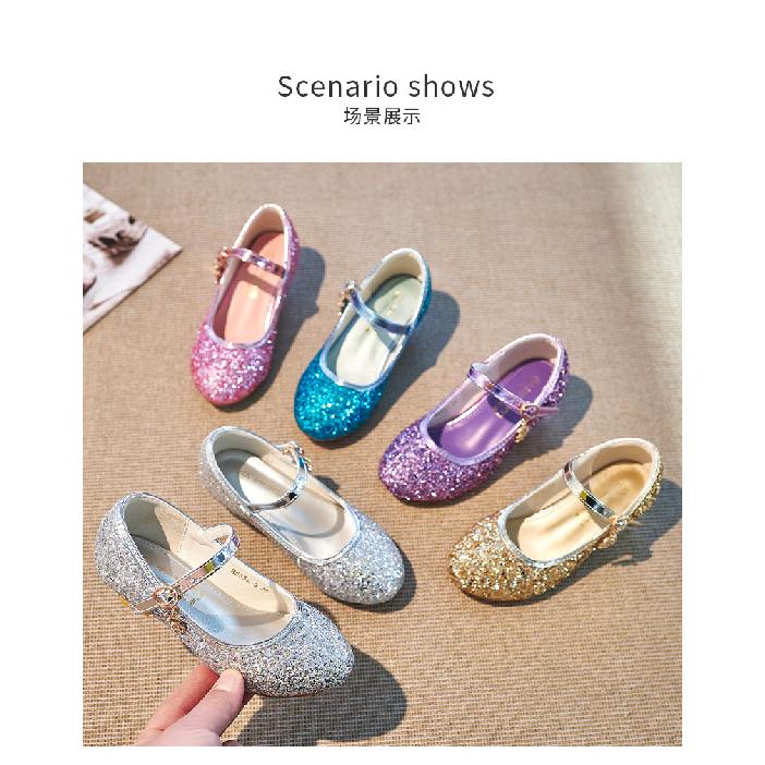 Children's High Heels Fashion Spring Autumn Girls' Single Shoes Little Girls gold silver Non-Slip Shoes Host Performance Shoes