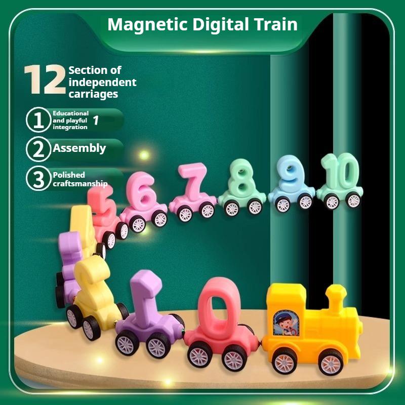Magnetic Digital Train Toys, Children's Educational Assembly Magnetic Building Block Hands-on Brain