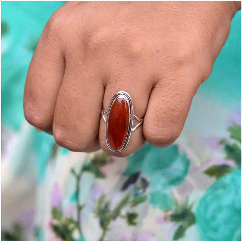 Carnelian 925 Sterling Silver Ring – Handmade Gemstone Jewelry