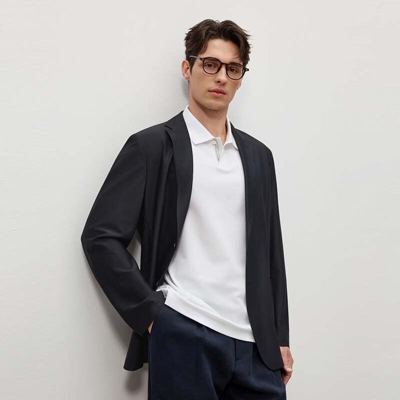 EMZ Men s Casual Stand Collar Blazer L темно-синий