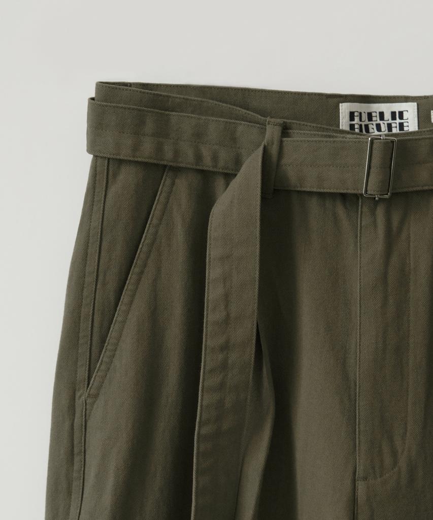 PUBLICFIGURE Cotton Herringbone Tapered Pants_Khaki
