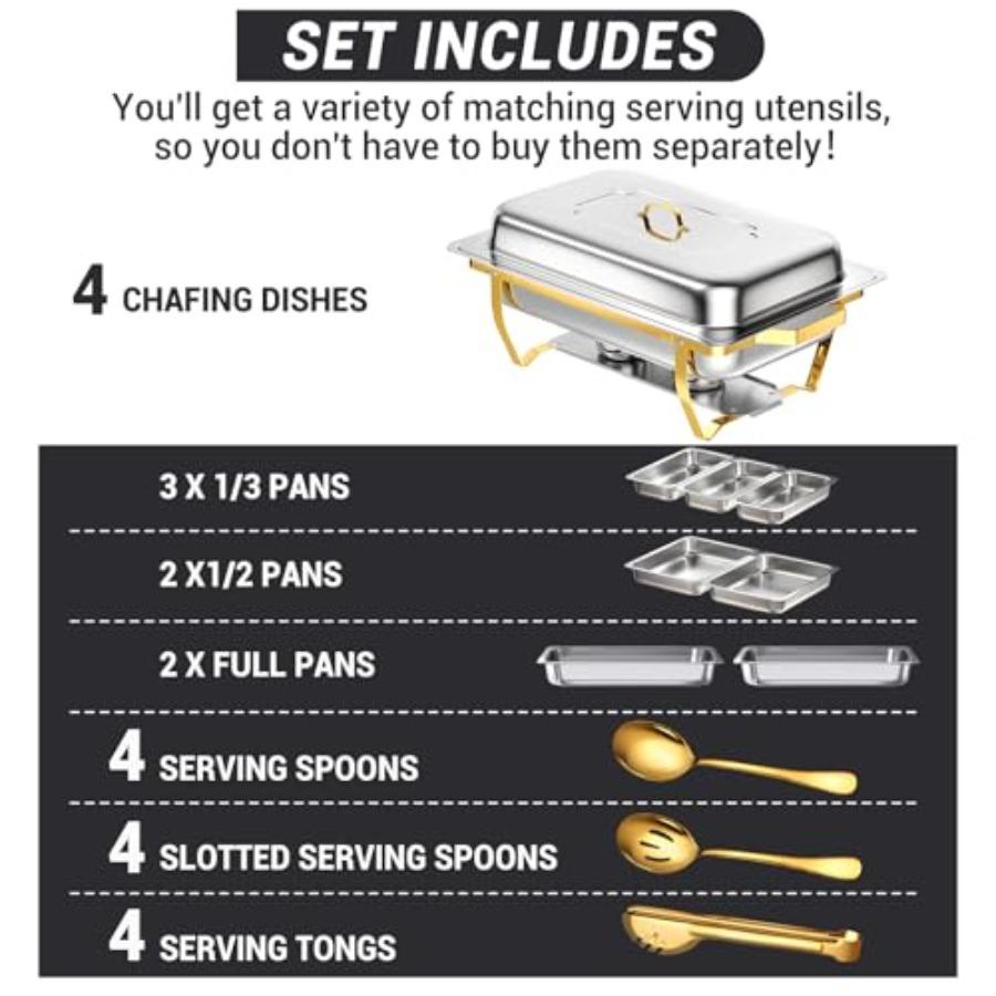 Chafing Dishes for Buffet 8 Qt High Grade Chafing Dish Buffet Set Rolled-Edge Design Food Warmers for Parties Buffet Wedding Bi