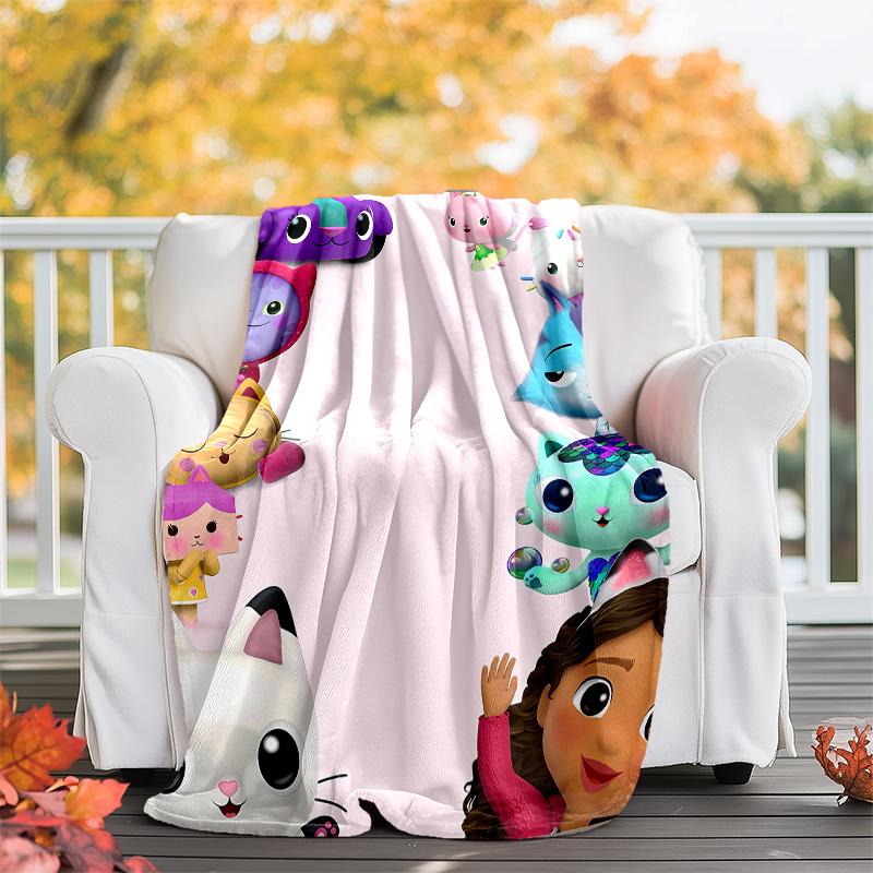 Gabby's Dollhouse printed throw blanket—lightweight,soft,warm;versatile blanket for all seasons—perfect as &air-conditioning throw,nap blanket