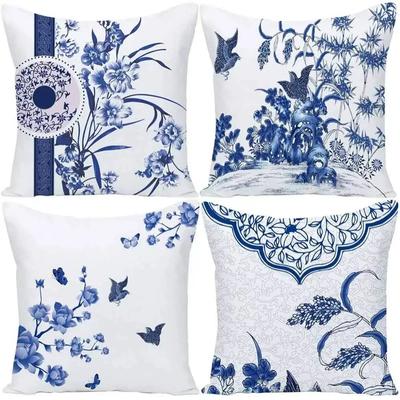Kissenbezug im Blau-Weiß-Stil Wohnzimmer Sofakissenbezug Heimdekoration Schlicht Chinesisch