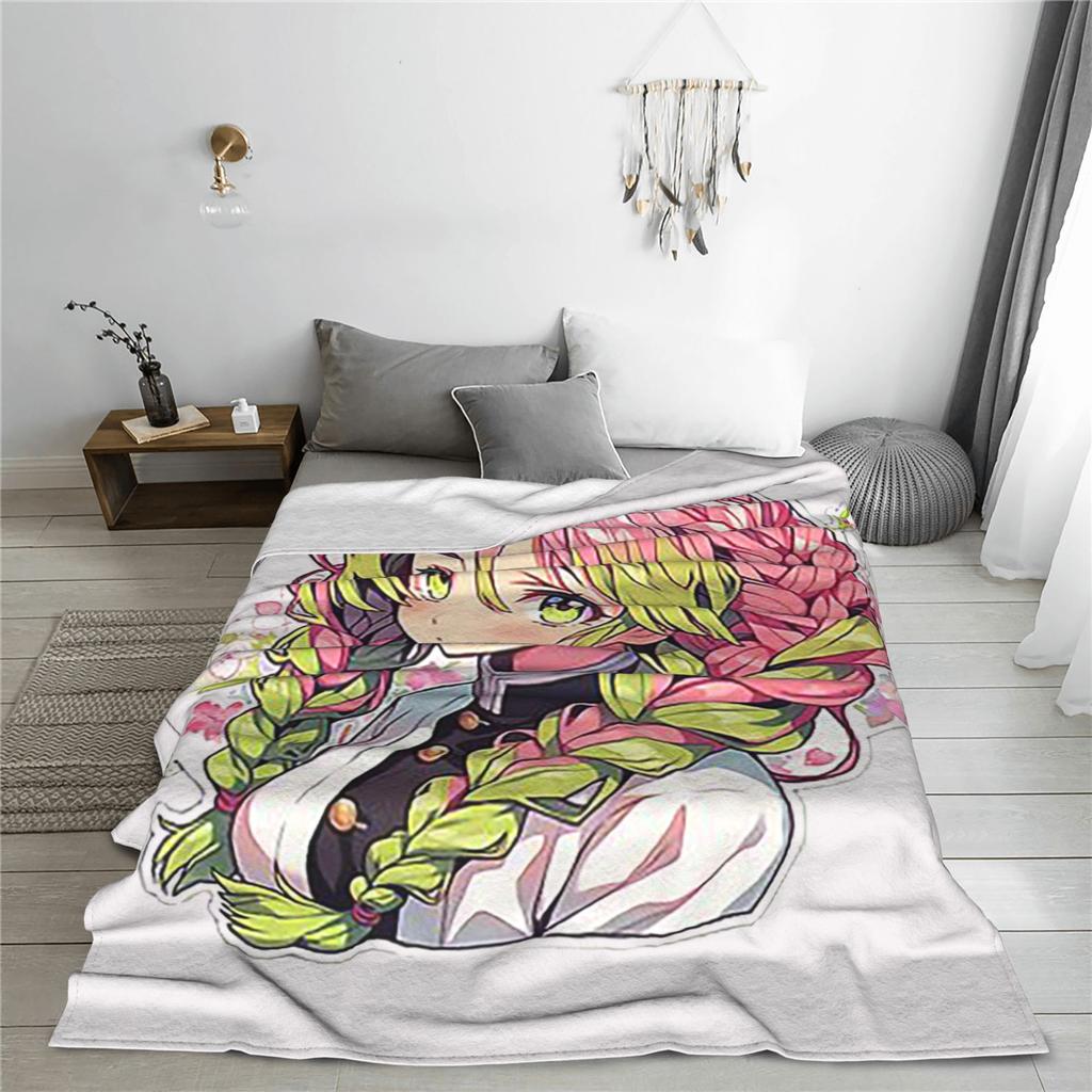 Mitsuri Kanroji And Iguro Obanai Blankets Soft Warm Flannel Throw Blanket Plush For Bed Living Room Picnic Travel Home Couch