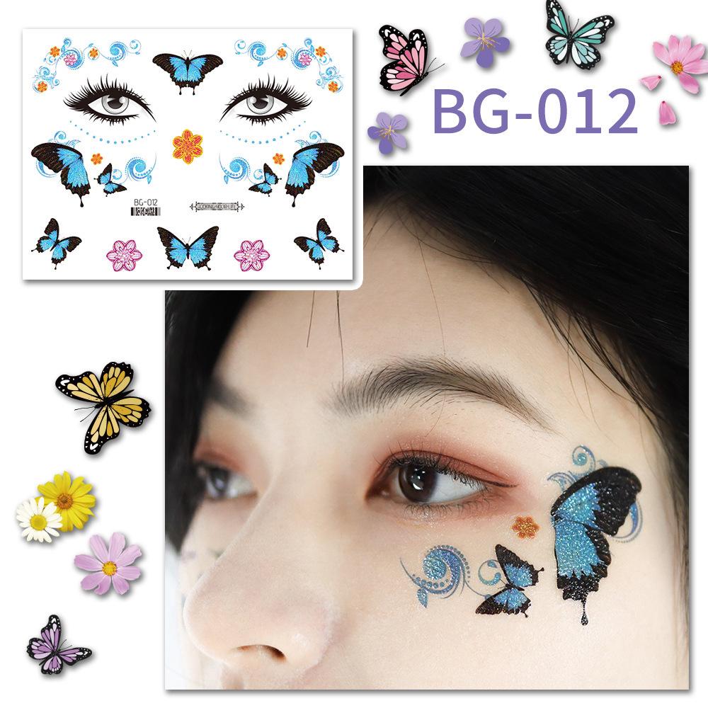 Waterproof Glitter Tattoo Stickers for Music Festival Face Makeup and Party Dance